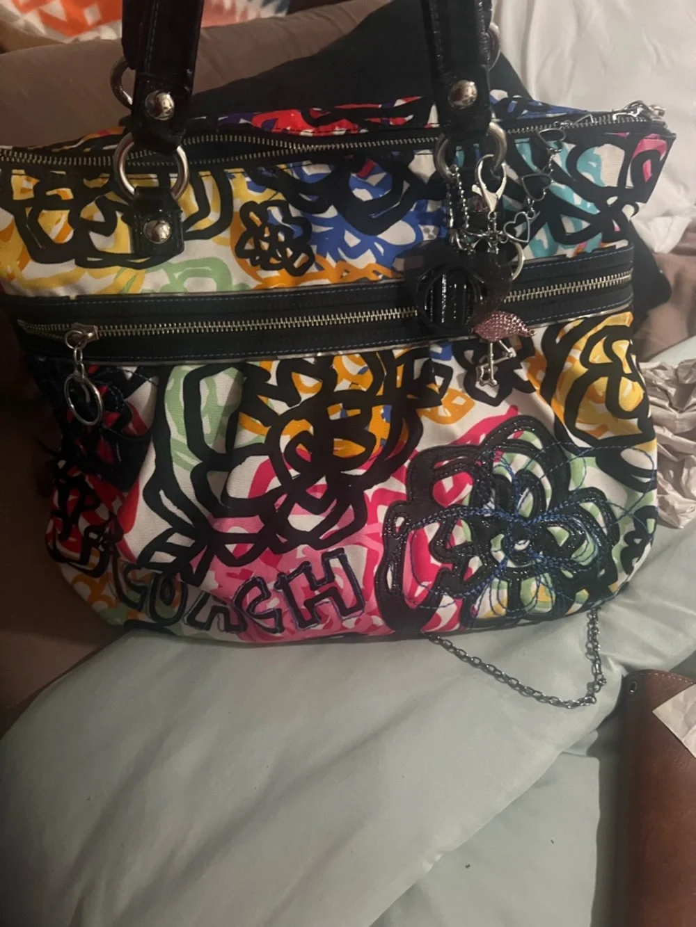 Coach Multicolor Graffiti-Print Tote Bag - Picture 7 of 8